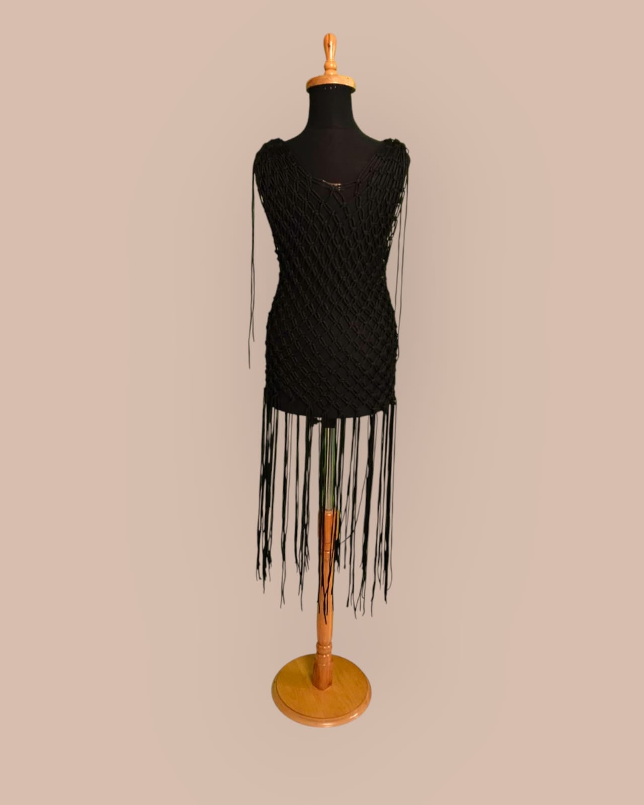 Handcrafted Macramé Dress Cover-Up | Luxury String Satin Silk | Boho Beach Wear by Amany El-Shafie
