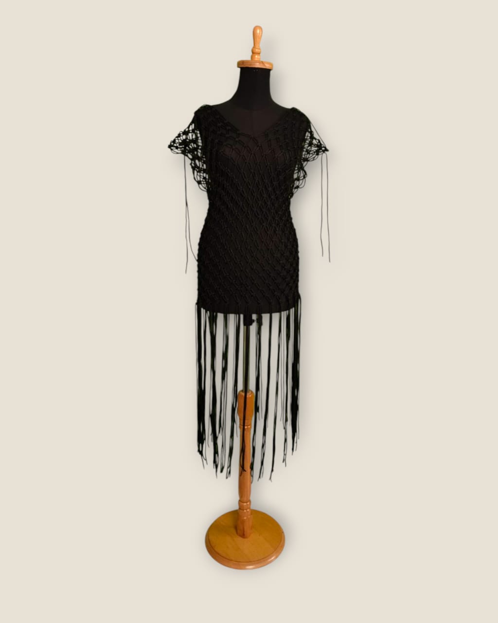 Handcrafted Macramé Dress Cover-Up | Luxury String Satin Silk | Boho Beach Wear by Amany El-Shafie