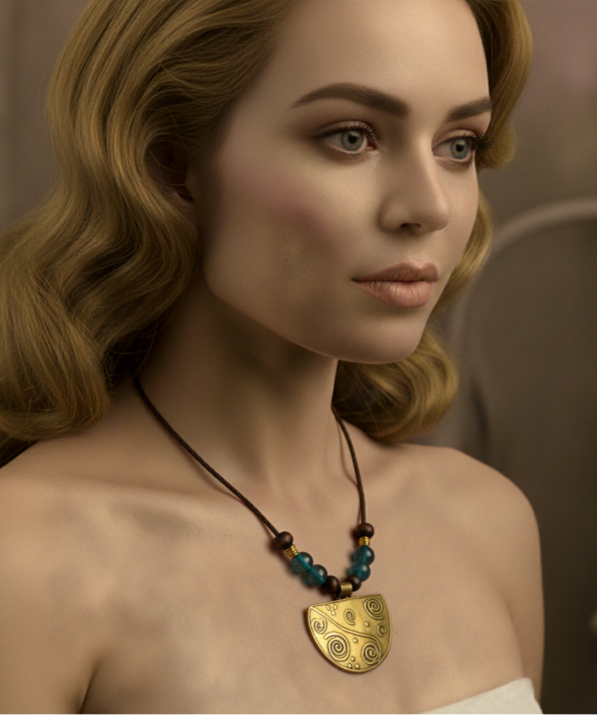 Large Handmade copper necklace with random geometric shapes