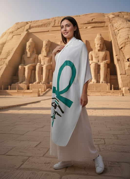 Scarf With Hand Drawing - Ancient Egyptian Designs