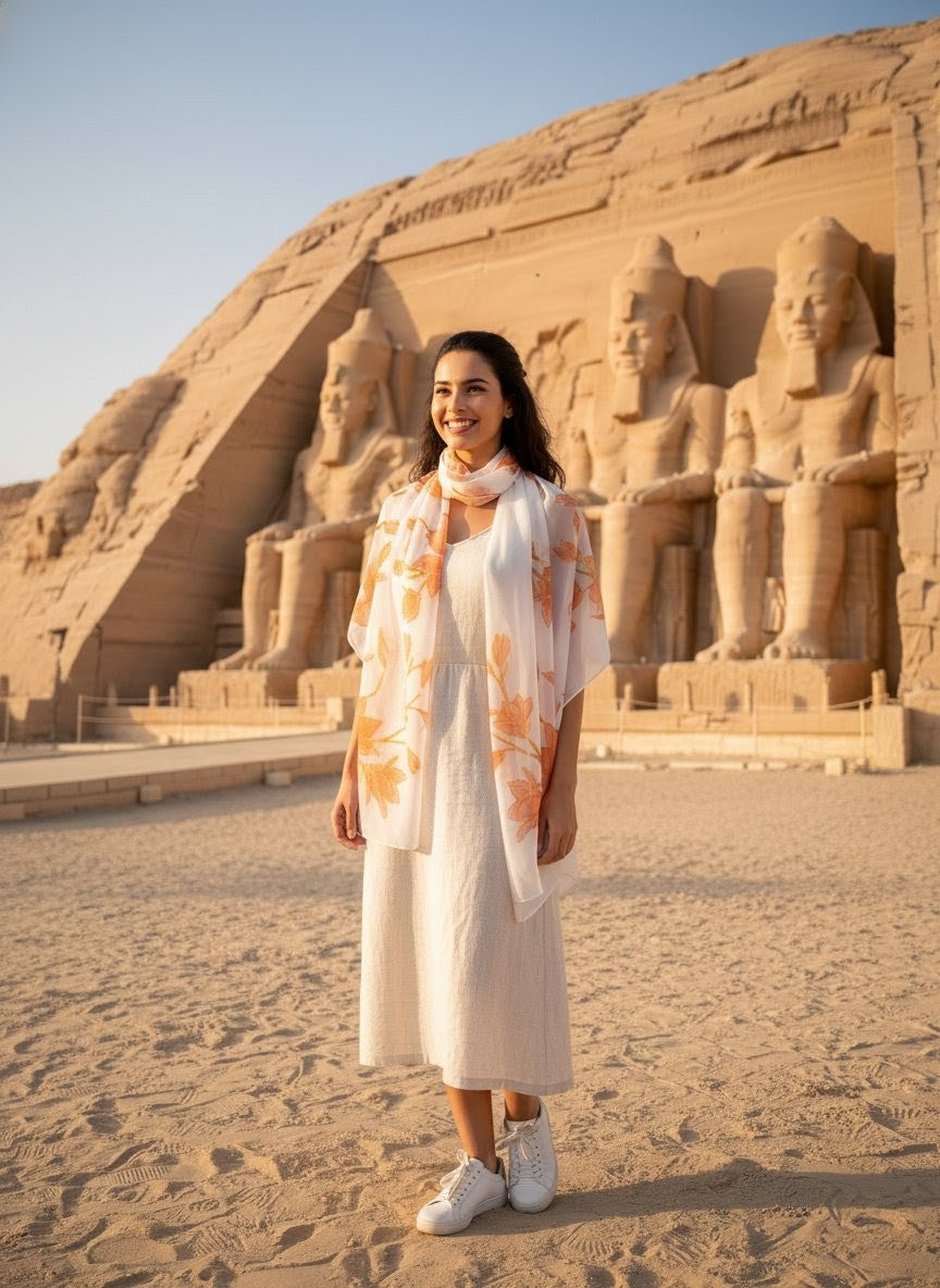 Scarf With Hand Drawing - Ancient Egyptian Designs