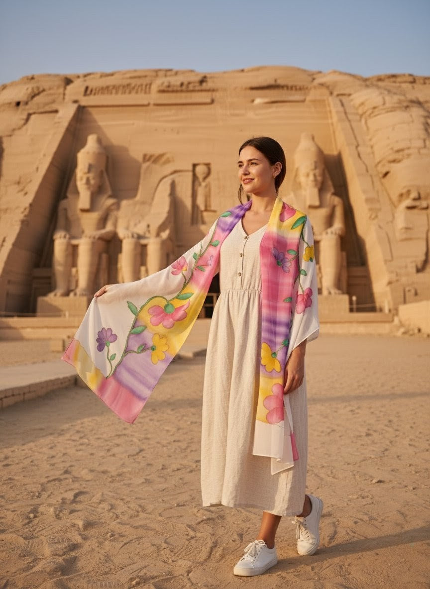 Scarf With Hand Drawing - Ancient Egyptian Designs