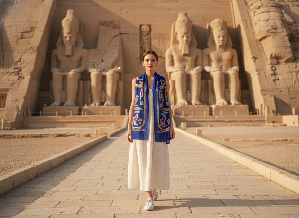 Scarf With Hand Drawing - Ancient Egyptian Designs