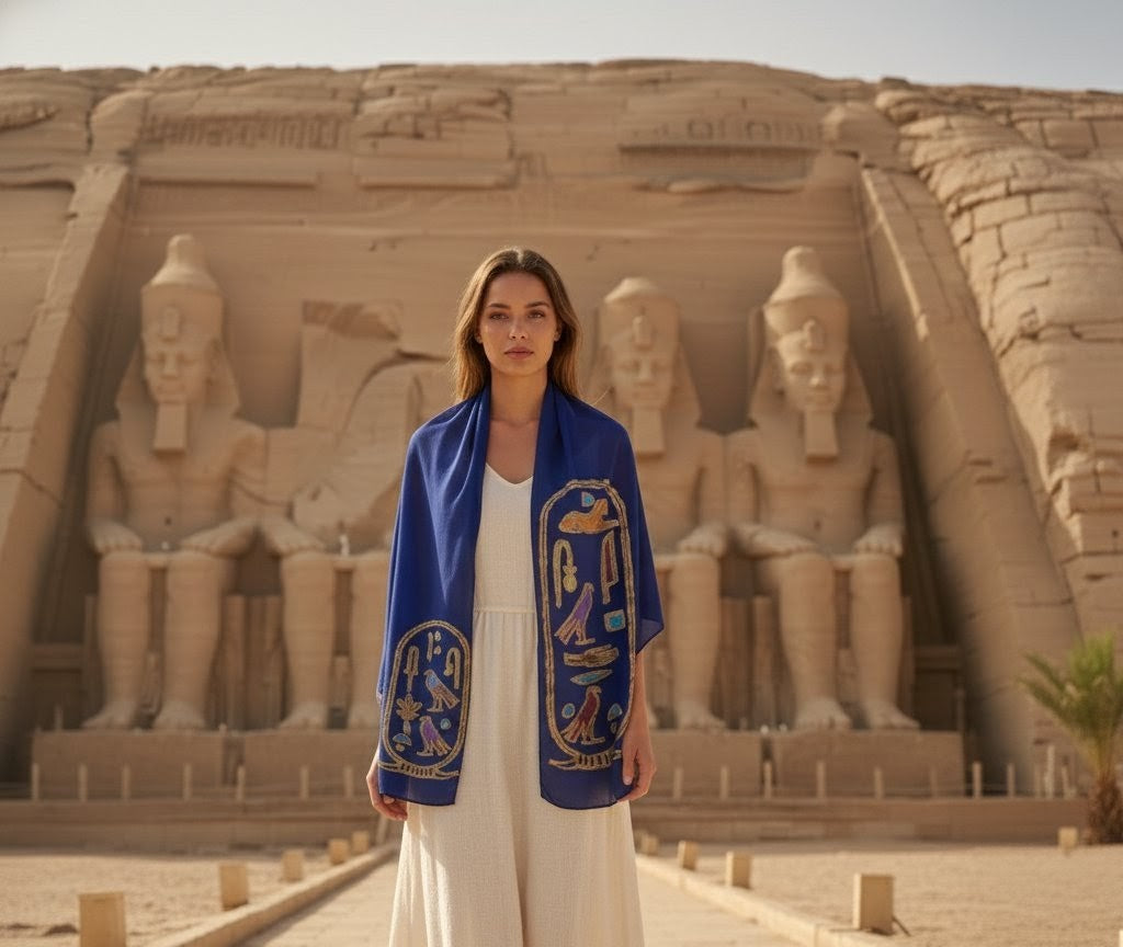 Scarf With Hand Drawing - Ancient Egyptian Designs