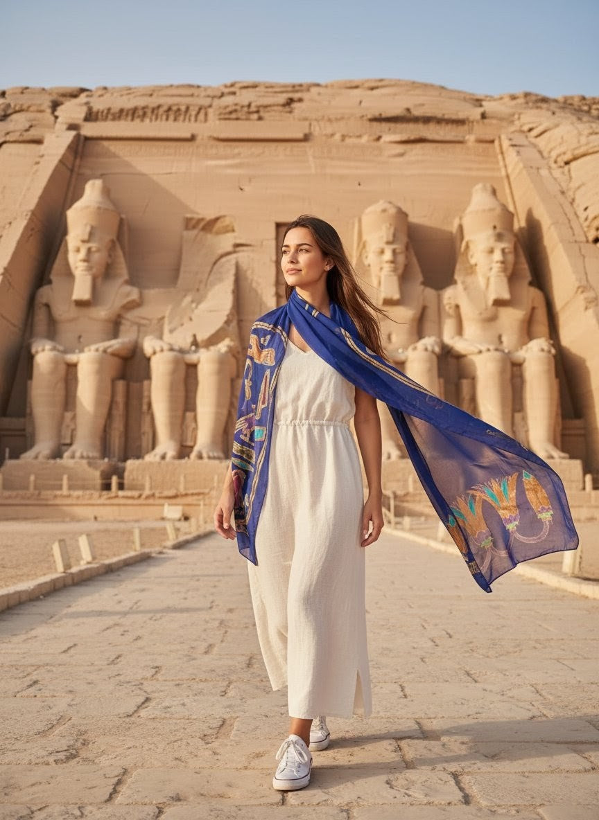 Scarf With Hand Drawing - Ancient Egyptian Designs