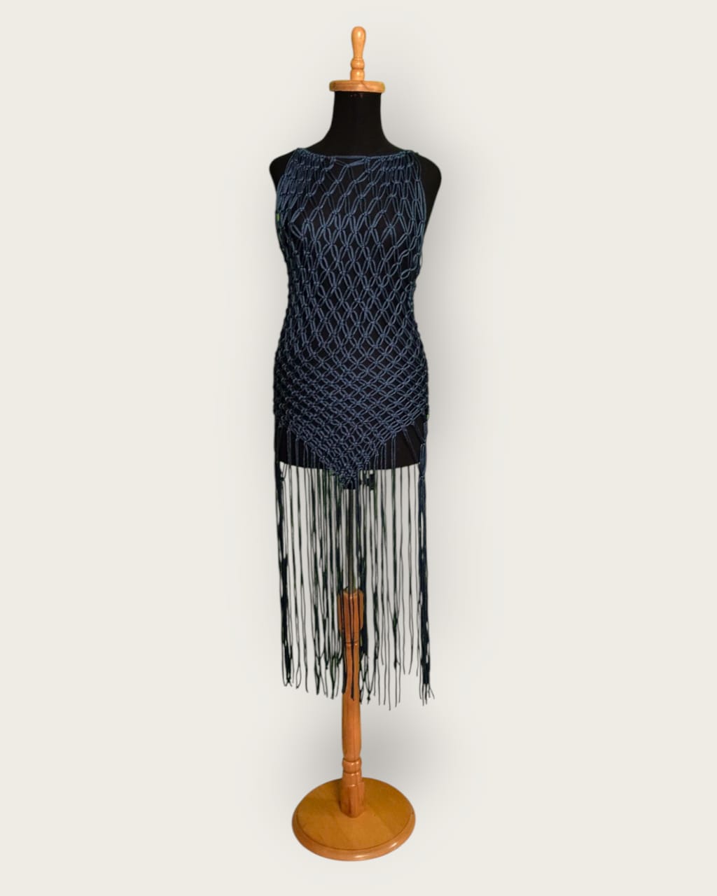 Handcrafted Macramé Dress Cover-Up | Luxury String Satin Silk | Boho Beach Wear by Amany El-Shafie