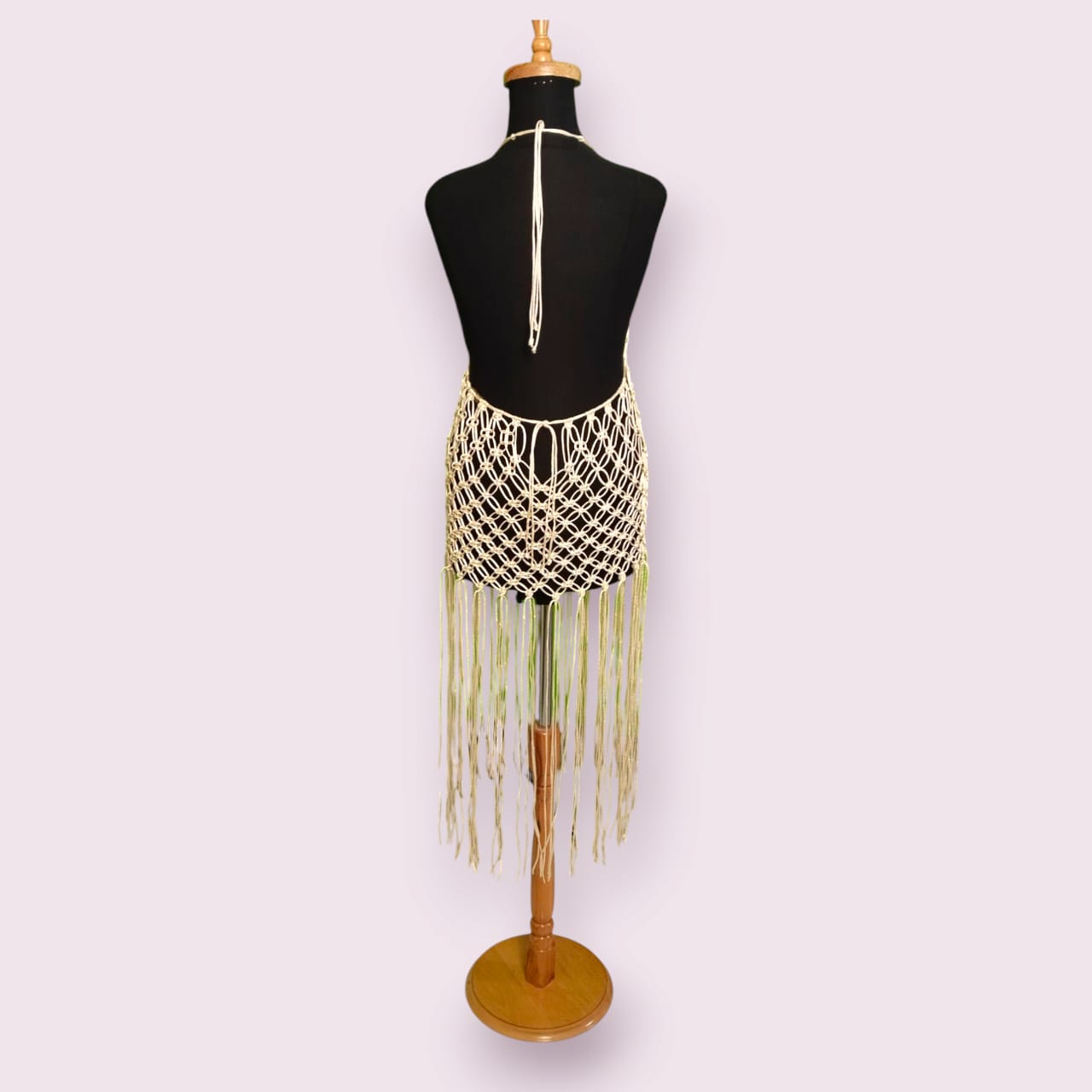 Handcrafted Macramé Dress Cover-Up | Luxury String Satin Silk | Boho Beach Wear by Amany El-Shafie