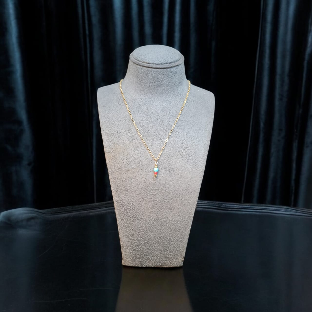 Minimalist Gold-Plated Pendant Necklace with Howlite and Hematite Stones