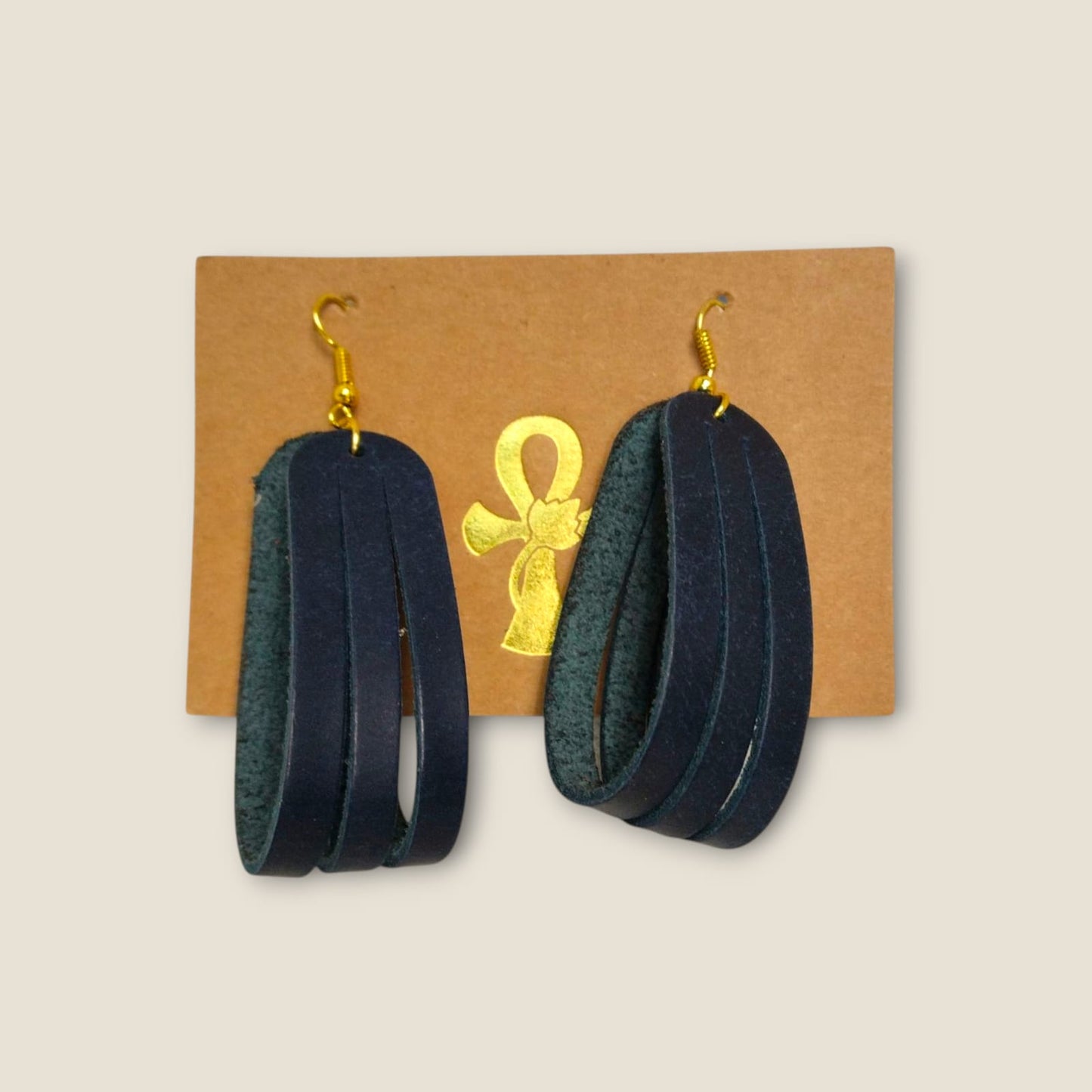Genuine Leather Layered Loop Earrings - ANKH Handmade Statement Jewelry