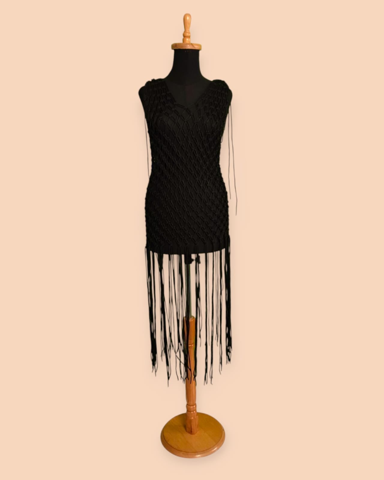 Handcrafted Macramé Dress Cover-Up | Luxury String Satin Silk | Boho Beach Wear by Amany El-Shafie