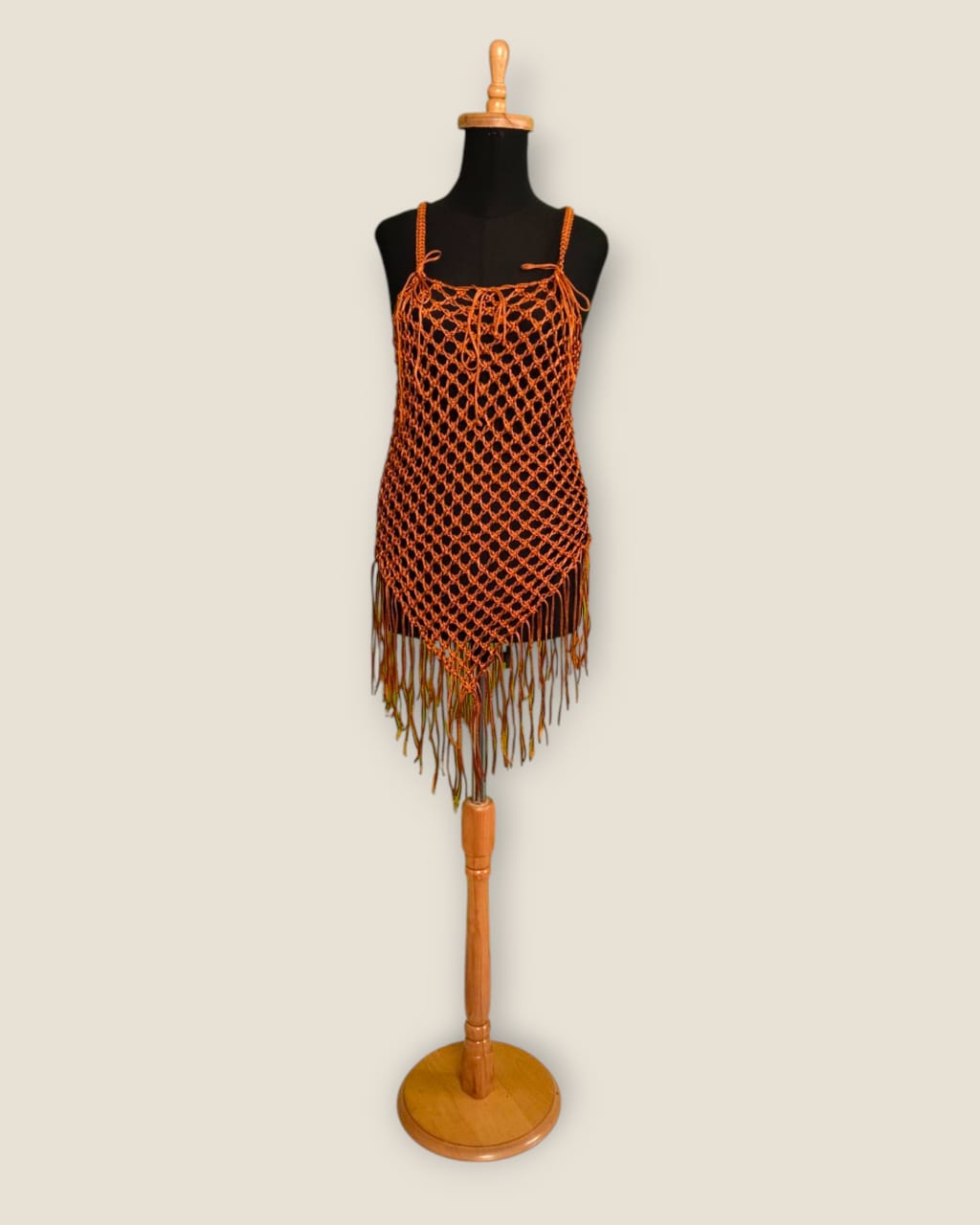 Handcrafted Macramé Dress Cover-Up | Luxury String Satin Silk | Boho Beach Wear by Amany El-Shafie
