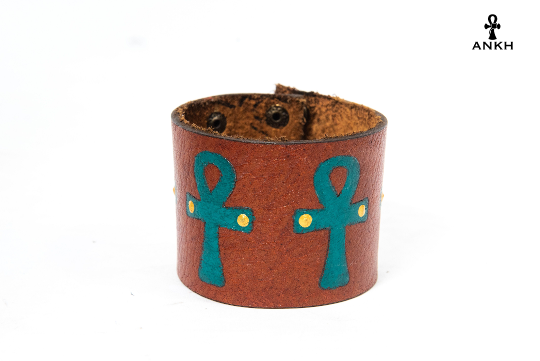 Hand-Made Premium Leather Ancient Egyptian Bracelet - ANKH Accessories