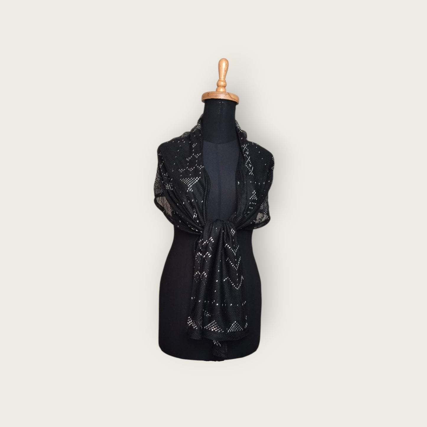 Black Tally Scarf (Shawl) - Embroidered Egyptian Tally Scarf