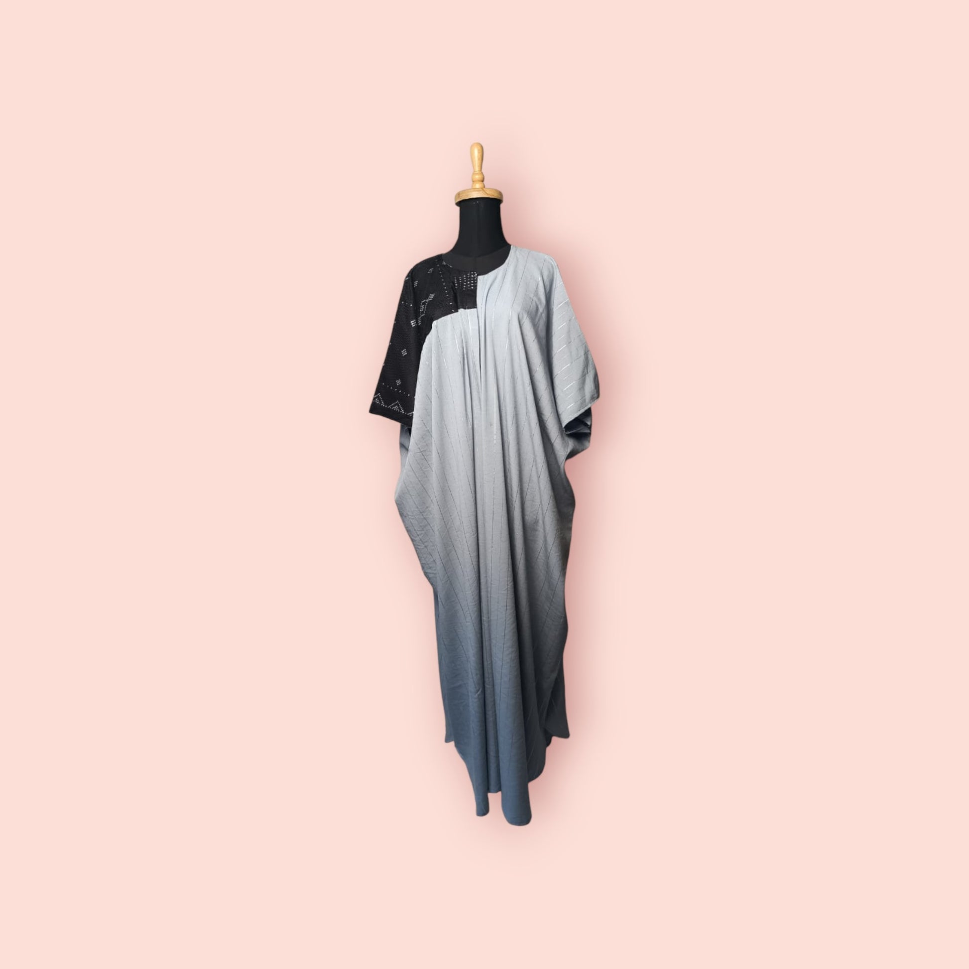 Stripped Abaya - Hand-made - with Tally Embroideries by hand