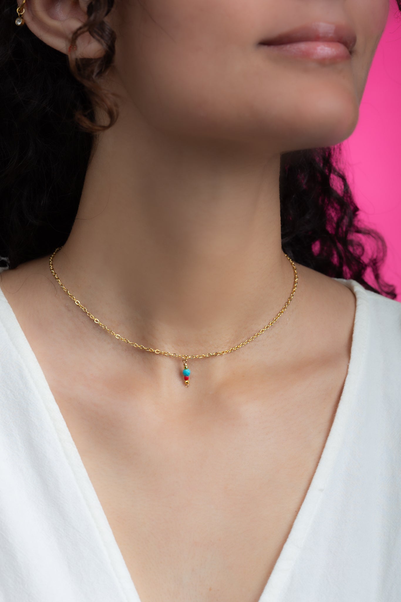 Minimalist Gold-Plated Pendant Necklace with Howlite and Hematite Stones