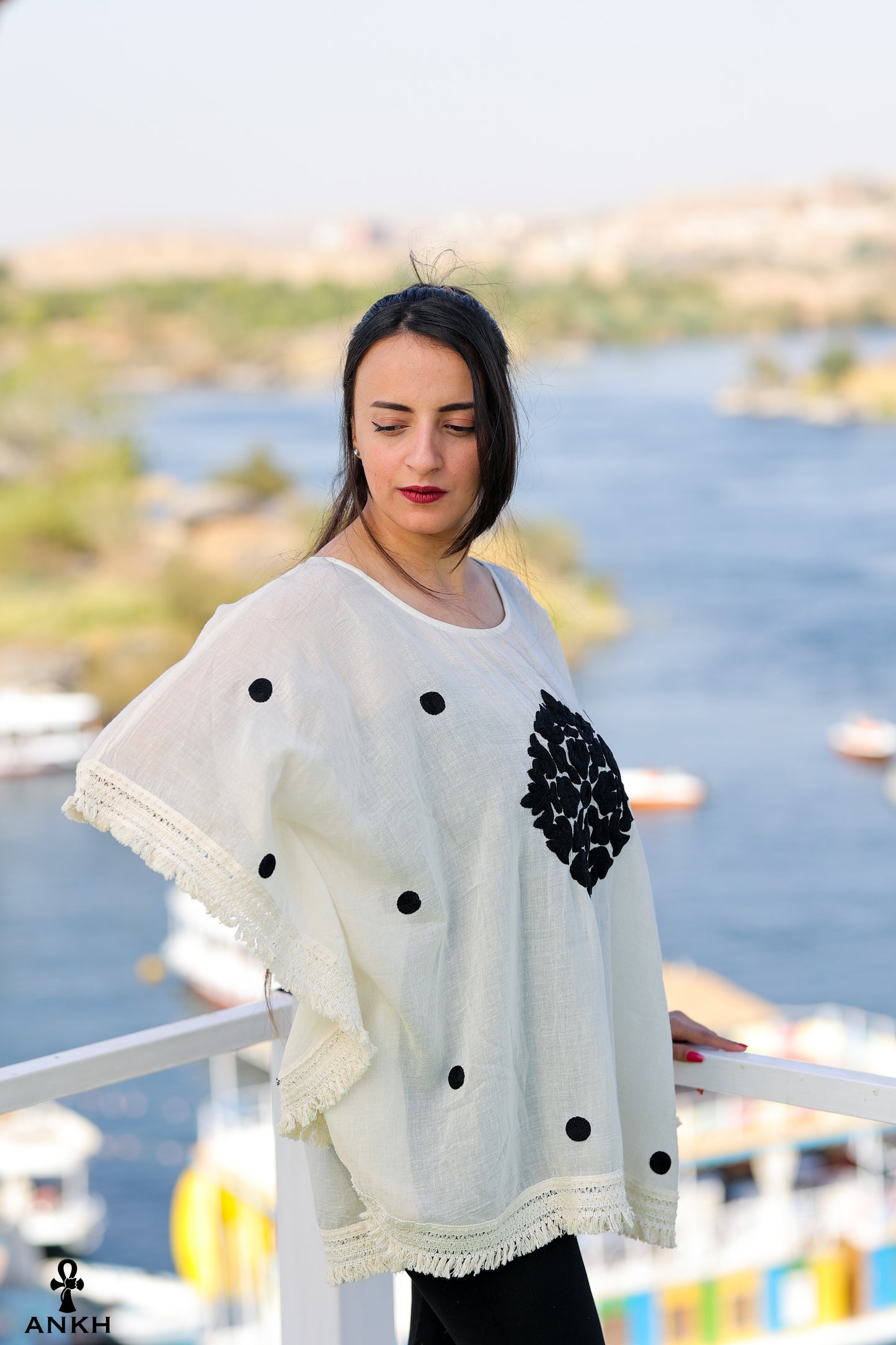Outwear for women with Egyptian heritage hand-made embroidery by Egyptian brand Ankh Egypt for authentic Egyptian fashion
