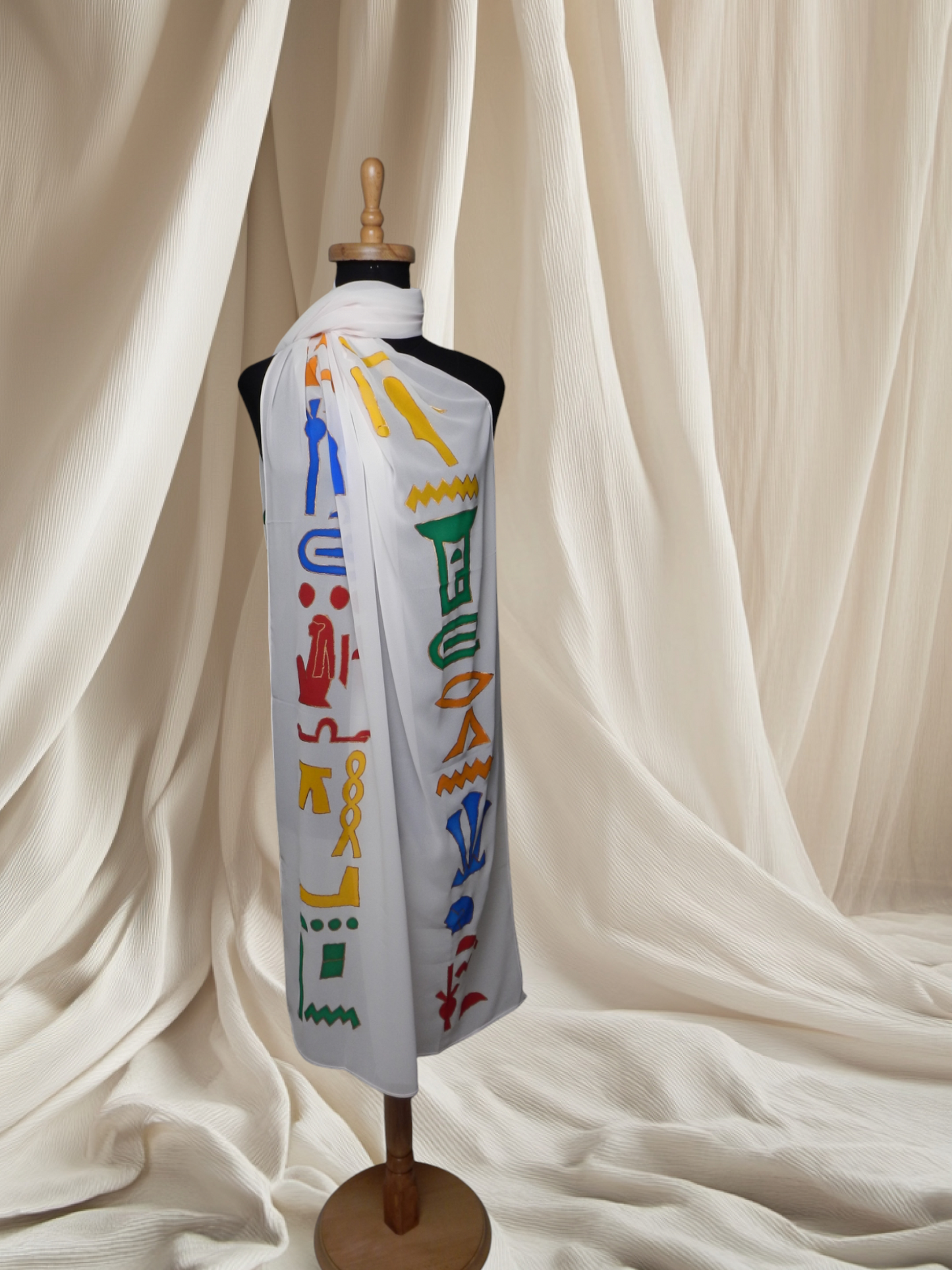 Scarf With Hand Drawing - Ancient Egyptian Designs