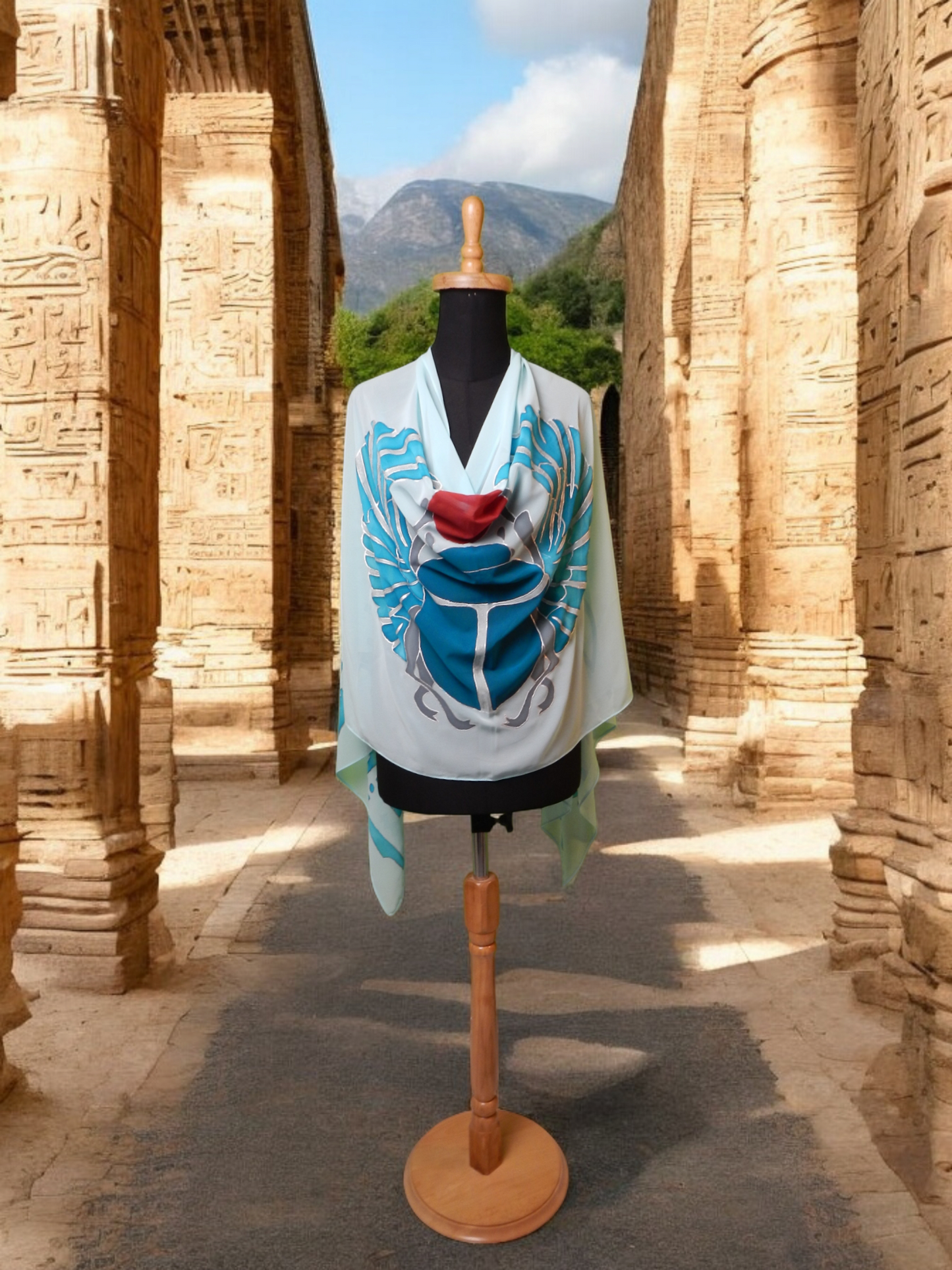 Scarf With Hand Drawing - Ancient Egyptian Designs