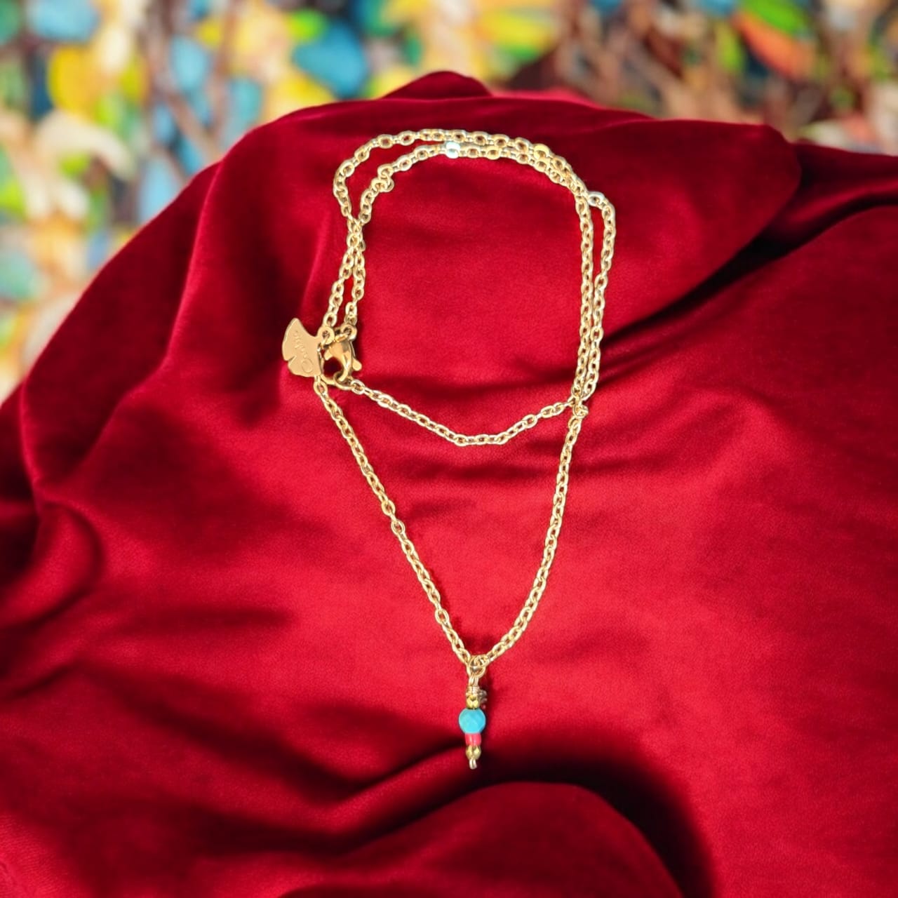 Minimalist Gold-Plated Pendant Necklace with Howlite and Hematite Stones