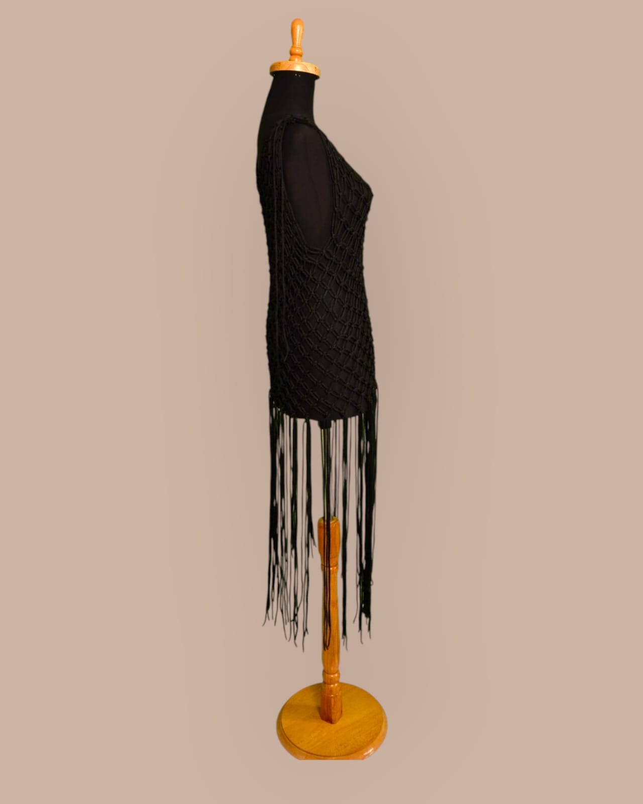 Handcrafted Macramé Dress Cover-Up | Luxury String Satin Silk | Boho Beach Wear by Amany El-Shafie