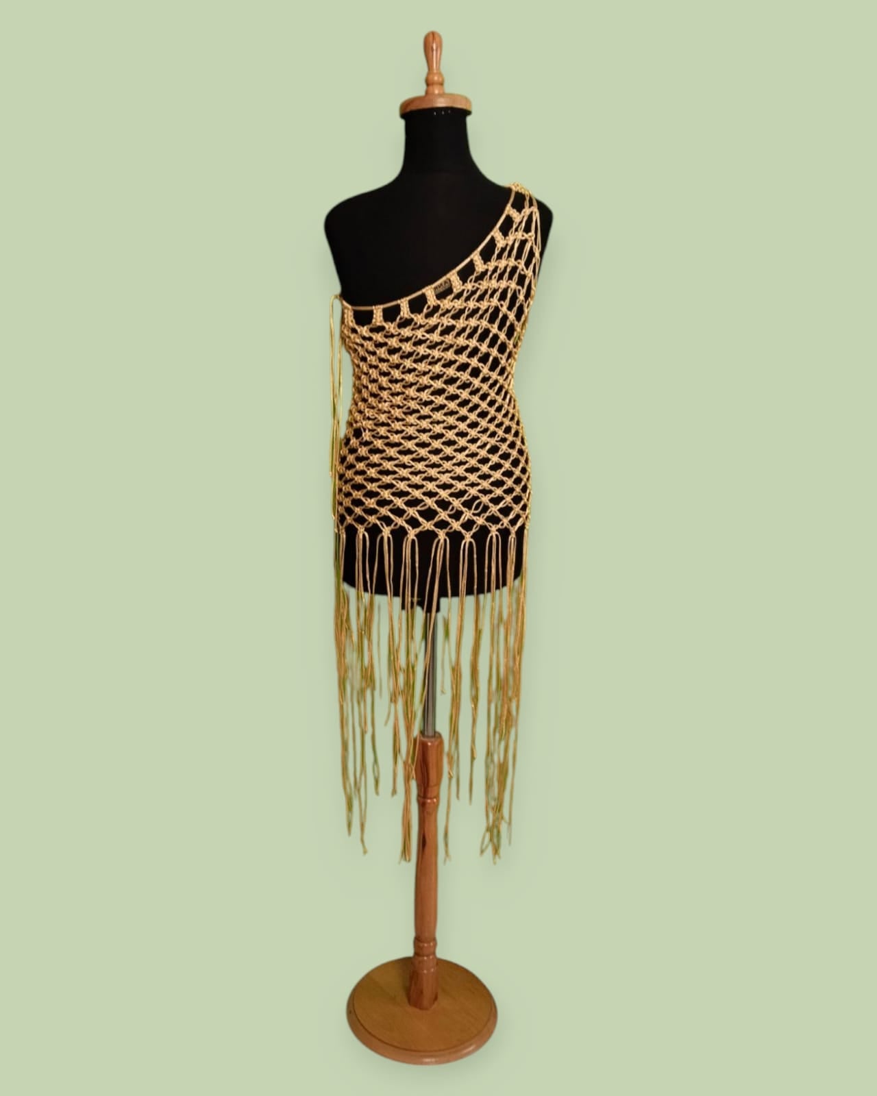 Handcrafted Macramé Dress Cover-Up | Luxury String Satin Silk | Boho Beach Wear by Amany El-Shafie