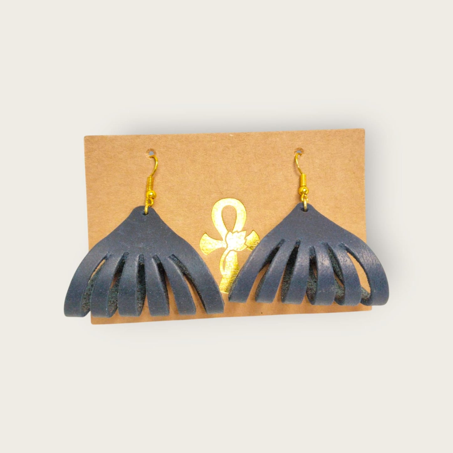 Genuine Leather Fringe Earrings | ANKH Egyptian Royalty Handmade Boho Statement Jewelry