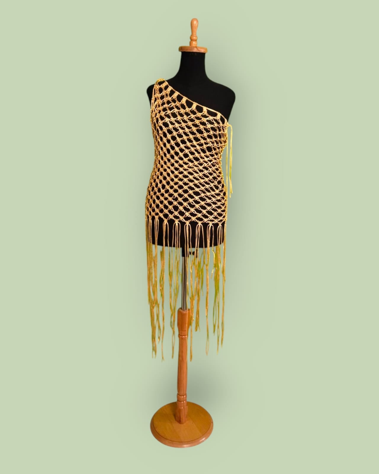 Handcrafted Macramé Dress Cover-Up | Luxury String Satin Silk | Boho Beach Wear by Amany El-Shafie