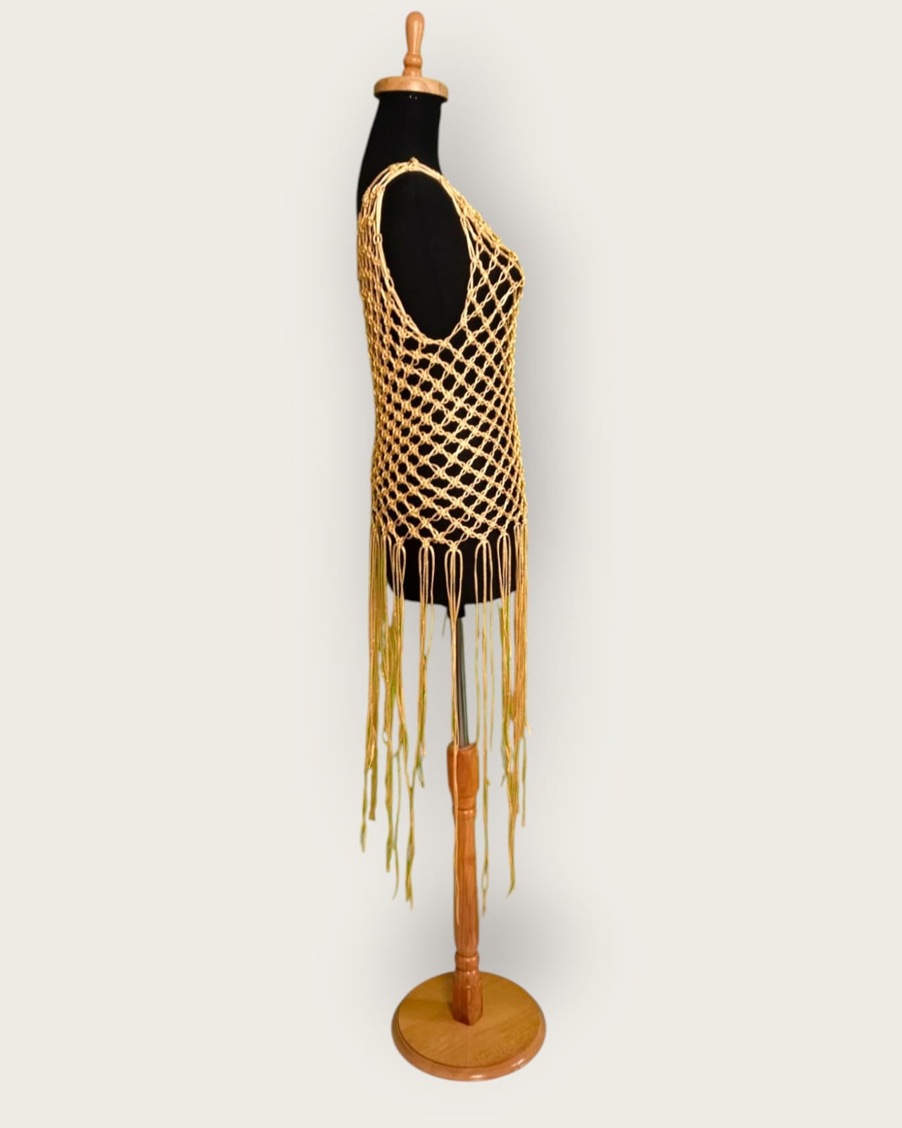 Handcrafted Macramé Dress Cover-Up | Luxury String Satin Silk | Boho Beach Wear by Amany El-Shafie