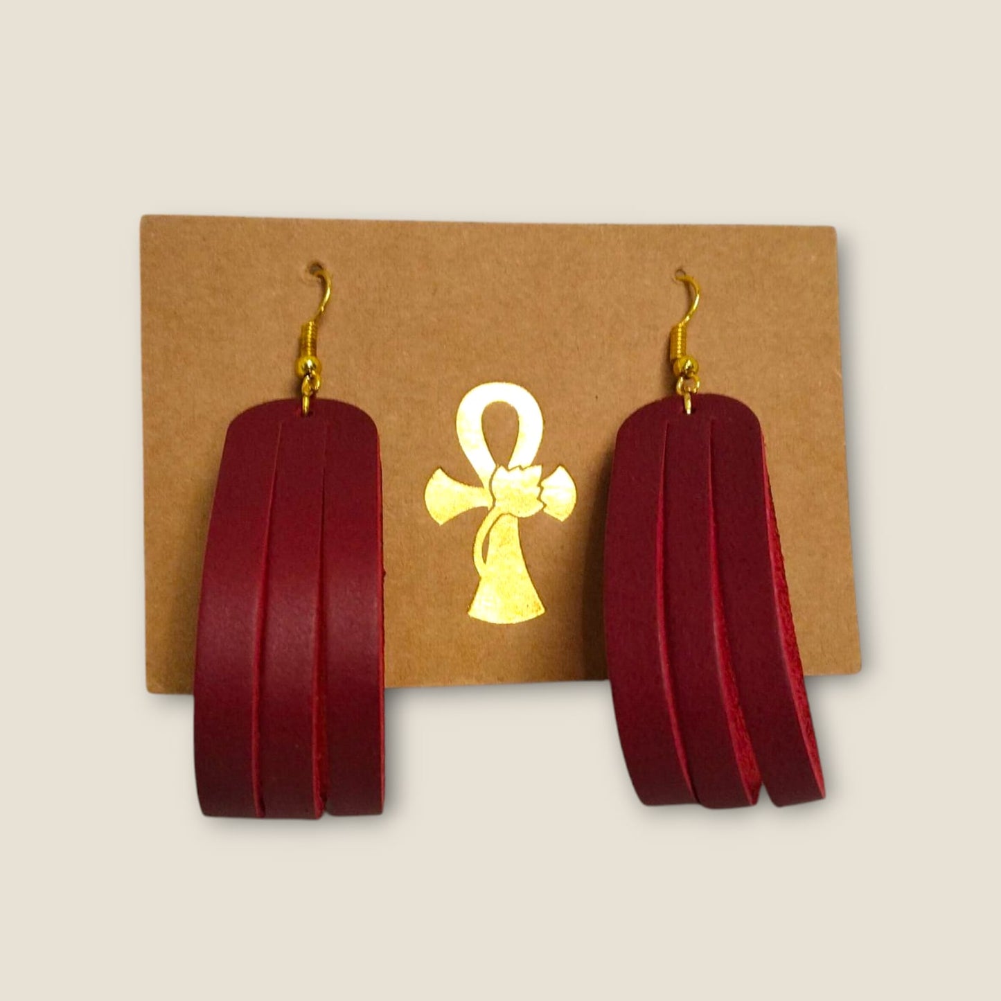 Genuine Leather Layered Loop Earrings - ANKH Handmade Statement Jewelry