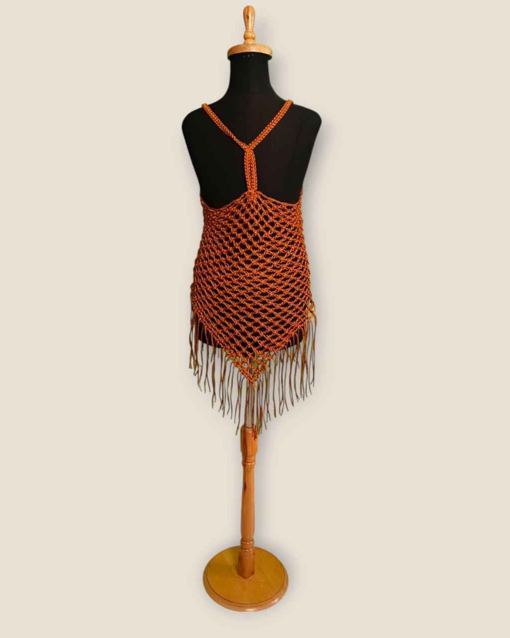 Handcrafted Macramé Dress Cover-Up | Luxury String Satin Silk | Boho Beach Wear by Amany El-Shafie