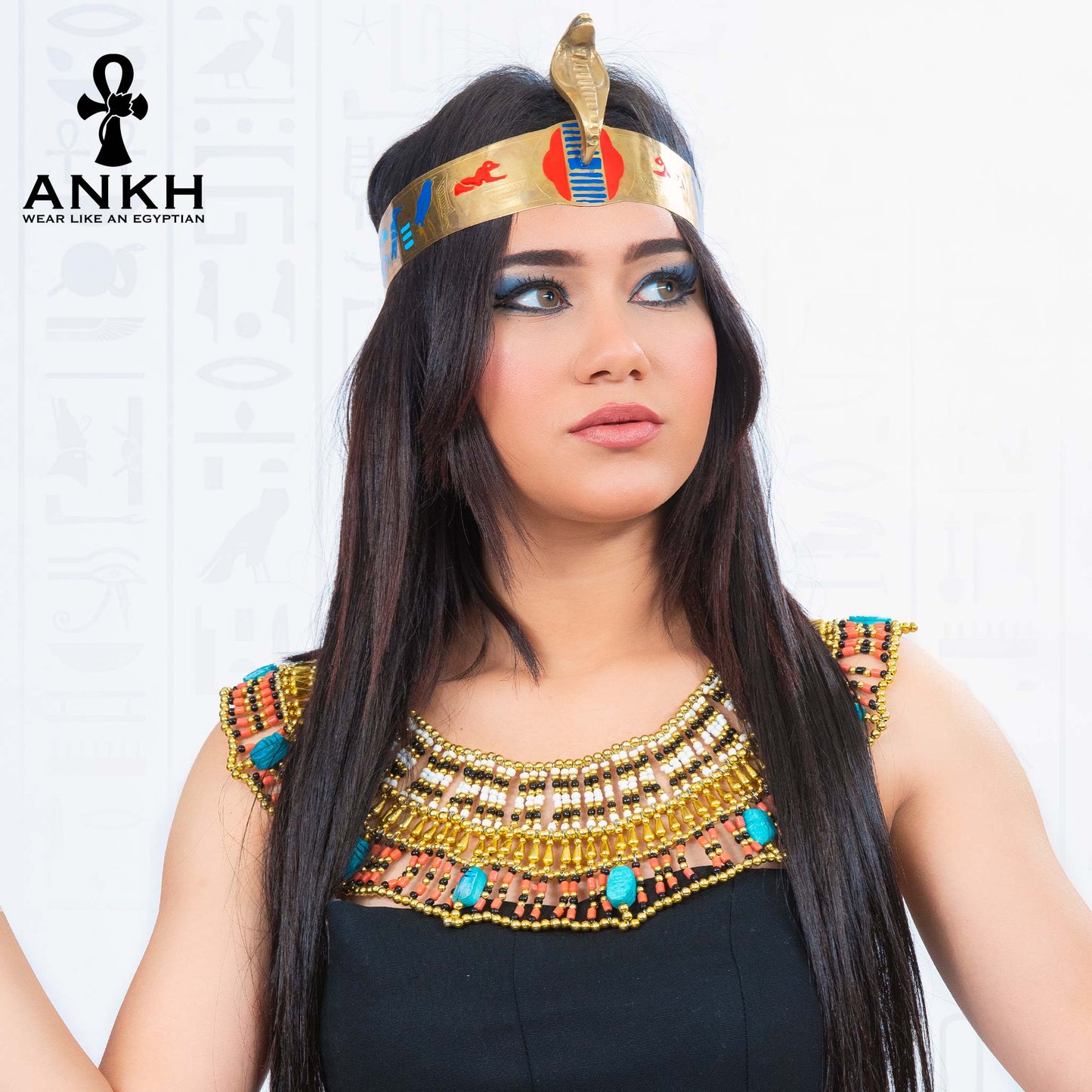 Brass Egyptian Crown at Ankh Clothing Shop Cast in high-quality brass, the intricate designs and symbolic motifs pay homage to the divine significance of the crown in Egyptian history
