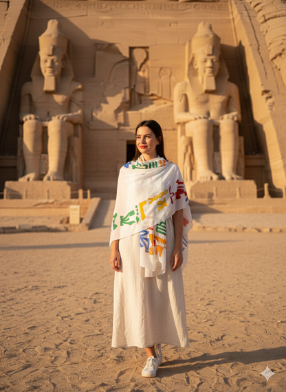 Scarf With Hand Drawing - Ancient Egyptian Designs