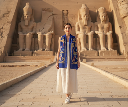 Scarf With Hand Drawing - Ancient Egyptian Designs