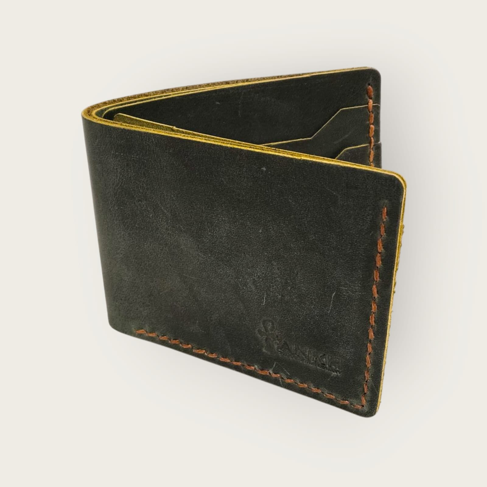 Genuine Leather Bifold Wallet for Men | ANKH Egyptian Royalty Handcrafted Slim Design