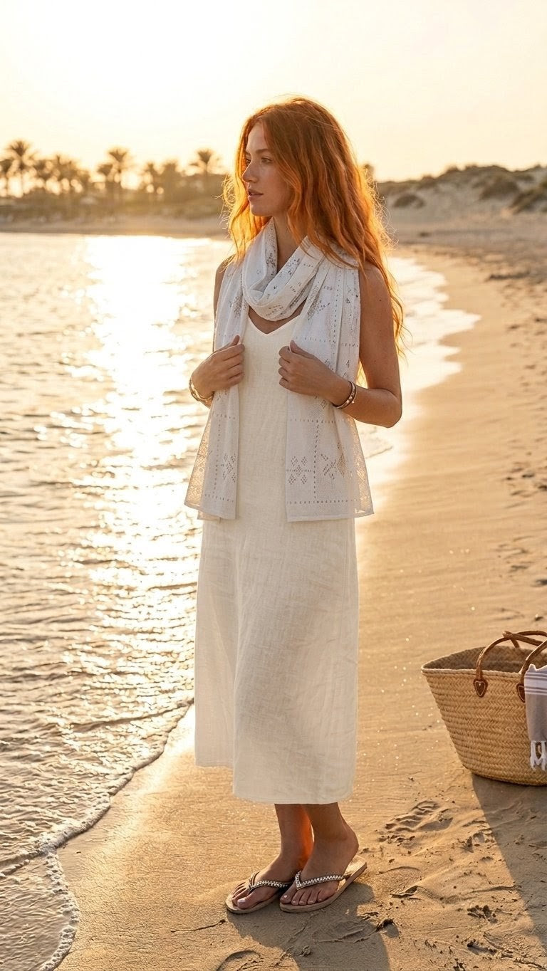 Small Tally Scarf - Embroidered Egyptian Tally Scarf