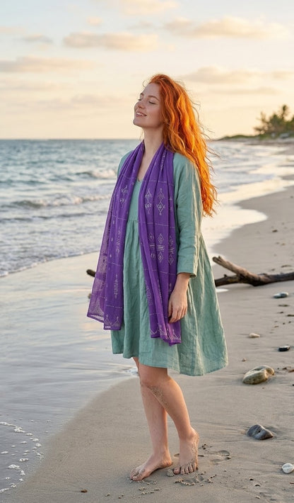 Small Tally Scarf - Embroidered Egyptian Tally Scarf