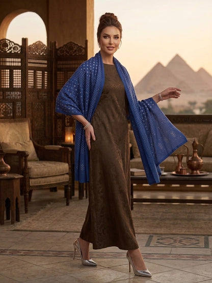 Tally Scarf Hand embroidered - Shawl - Assiuti Tally from Ankh (Heavy) - Royal Blue