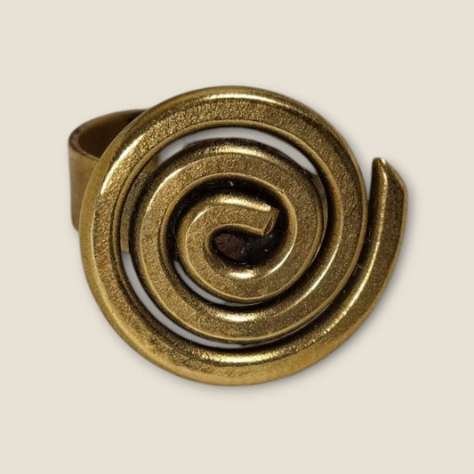 Handcrafted Spiral Copper Ring - Adjustable Ancient Symbol Design