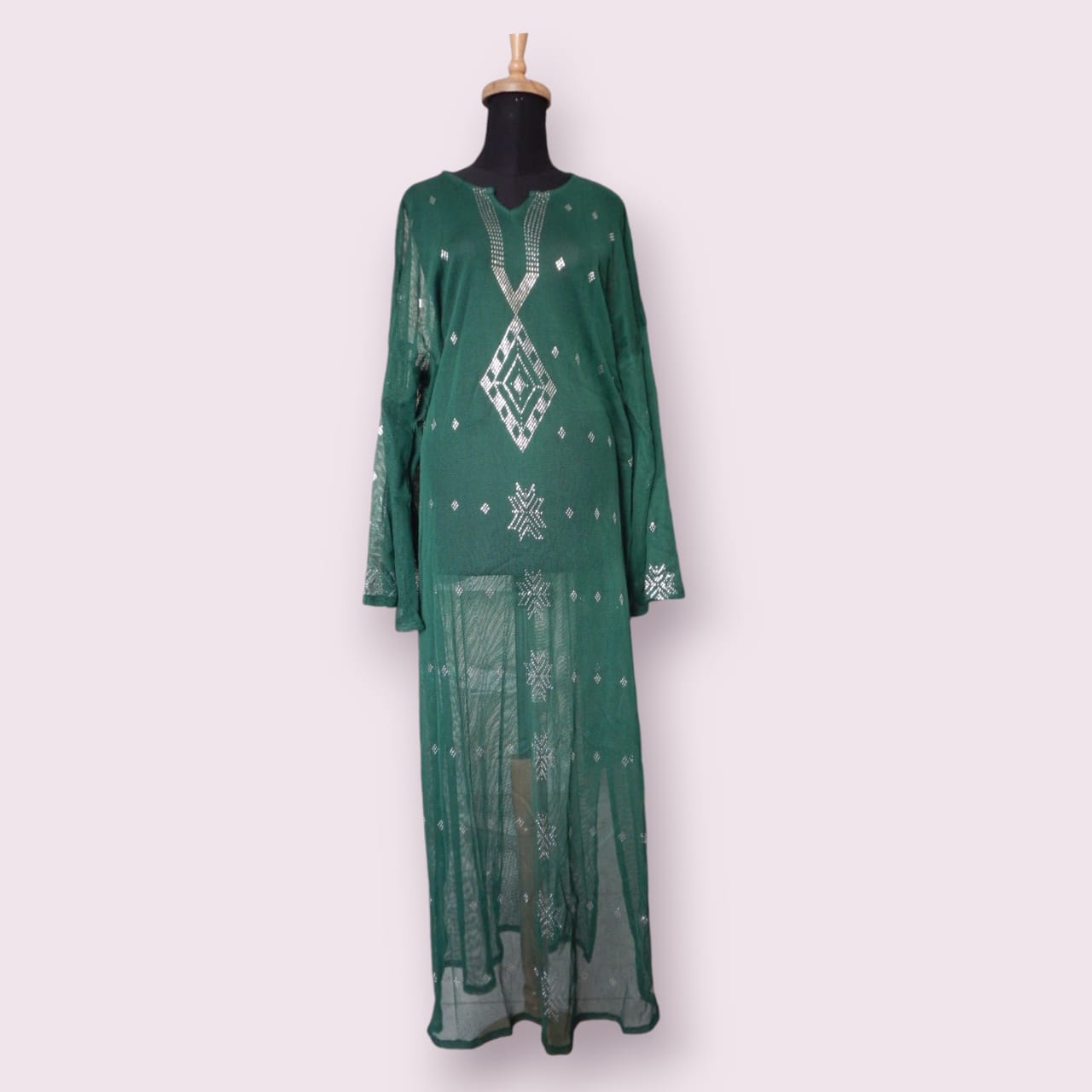 Elegant Green Tally Fancy Abaya - Embroidered Egyptian Abaya