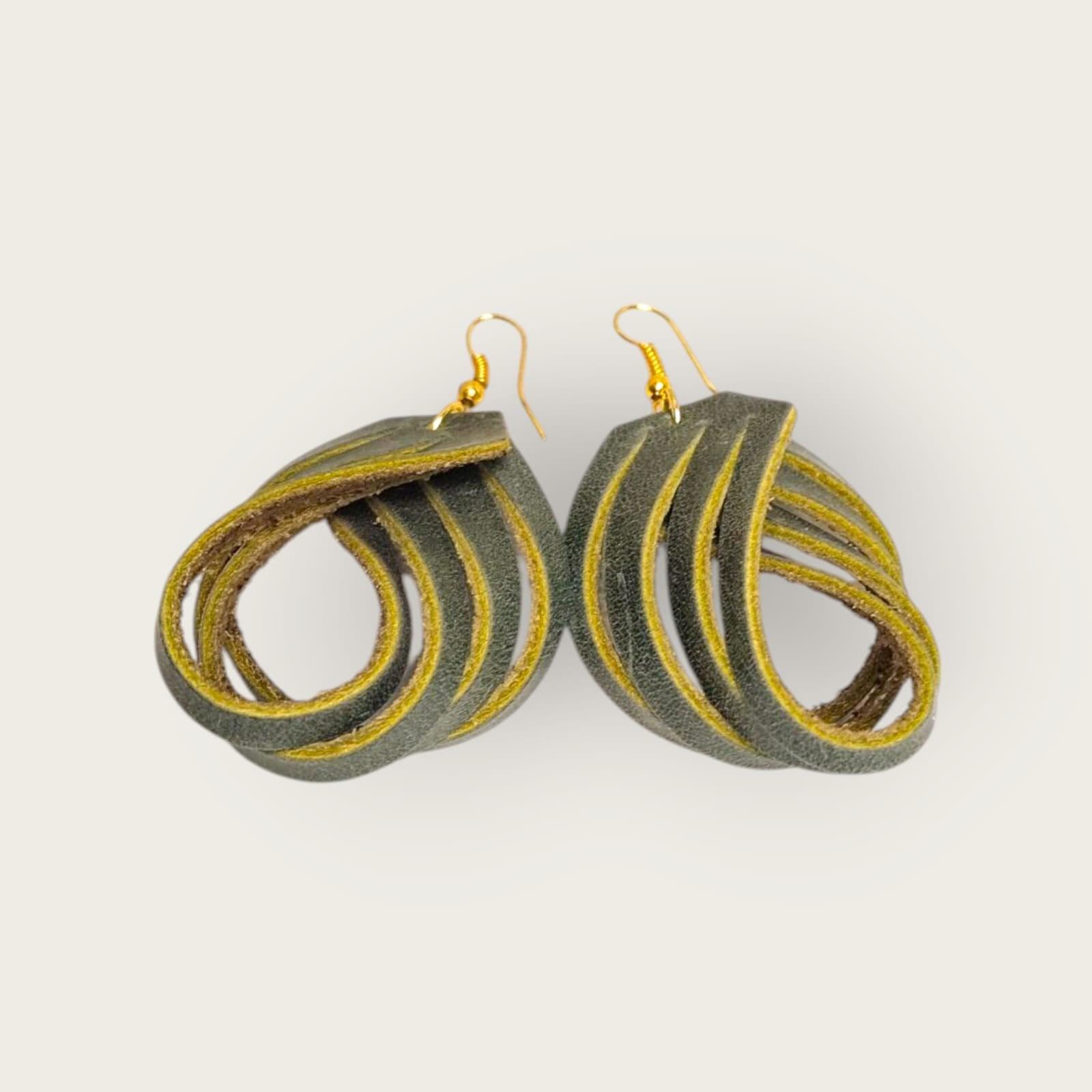 Genuine Leather Layered Loop Earrings - ANKH Handmade Statement Jewelry