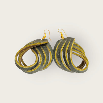 Genuine Leather Layered Loop Earrings - ANKH Handmade Statement Jewelry