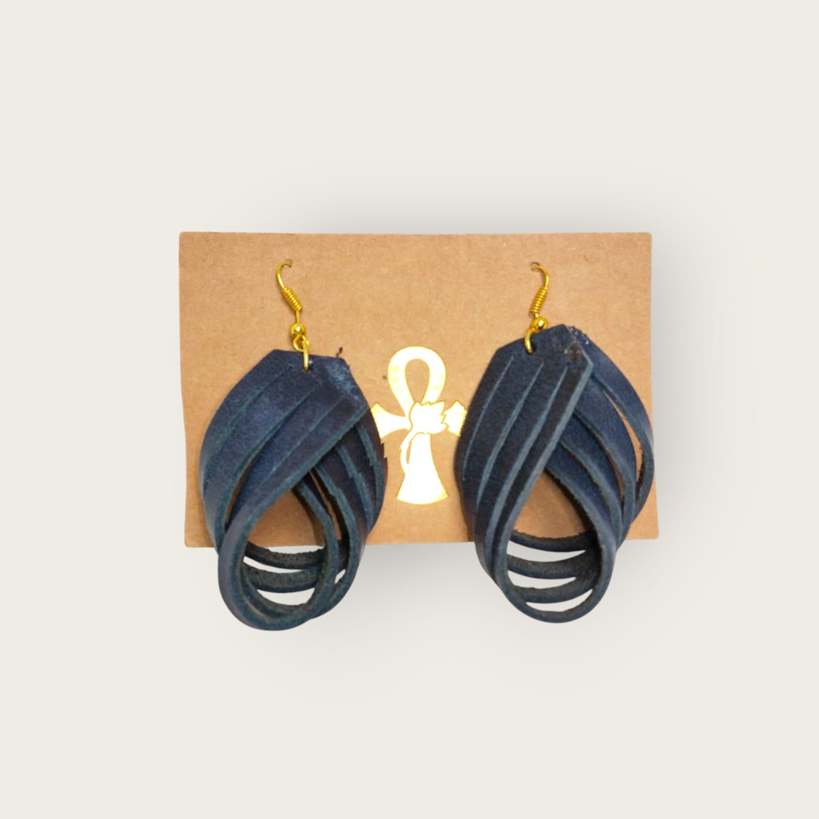 Genuine Leather Layered Loop Earrings - ANKH Handmade Statement Jewelry