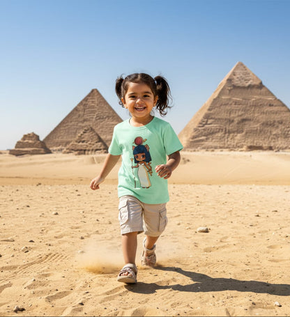 ANKH 100% Cotton T-Shirt for Kids - Egyptian Mau Cat Print