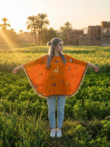 Hand-Made Cotton Blouse - Embroidered - Rural Egyptian Colorful designs
