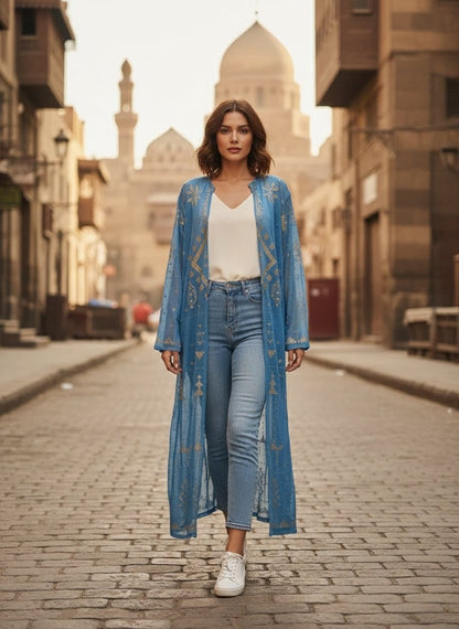 Tally tunic Embroidered w/ silver or golden strings- Authentic Egyptian Design by Ankh - M05