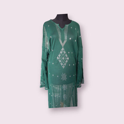 Elegant Green Tally Fancy Abaya - Embroidered Egyptian Abaya