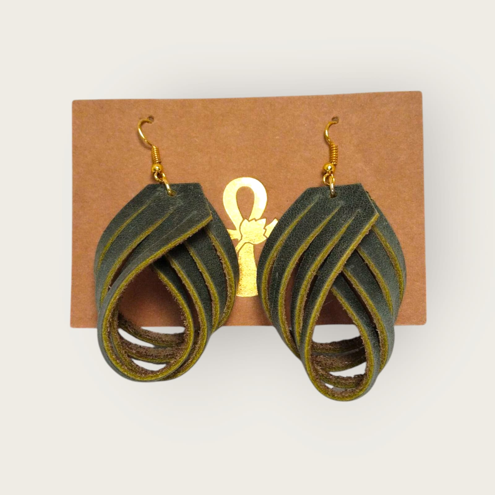 Genuine Leather Layered Loop Earrings - ANKH Handmade Statement Jewelry