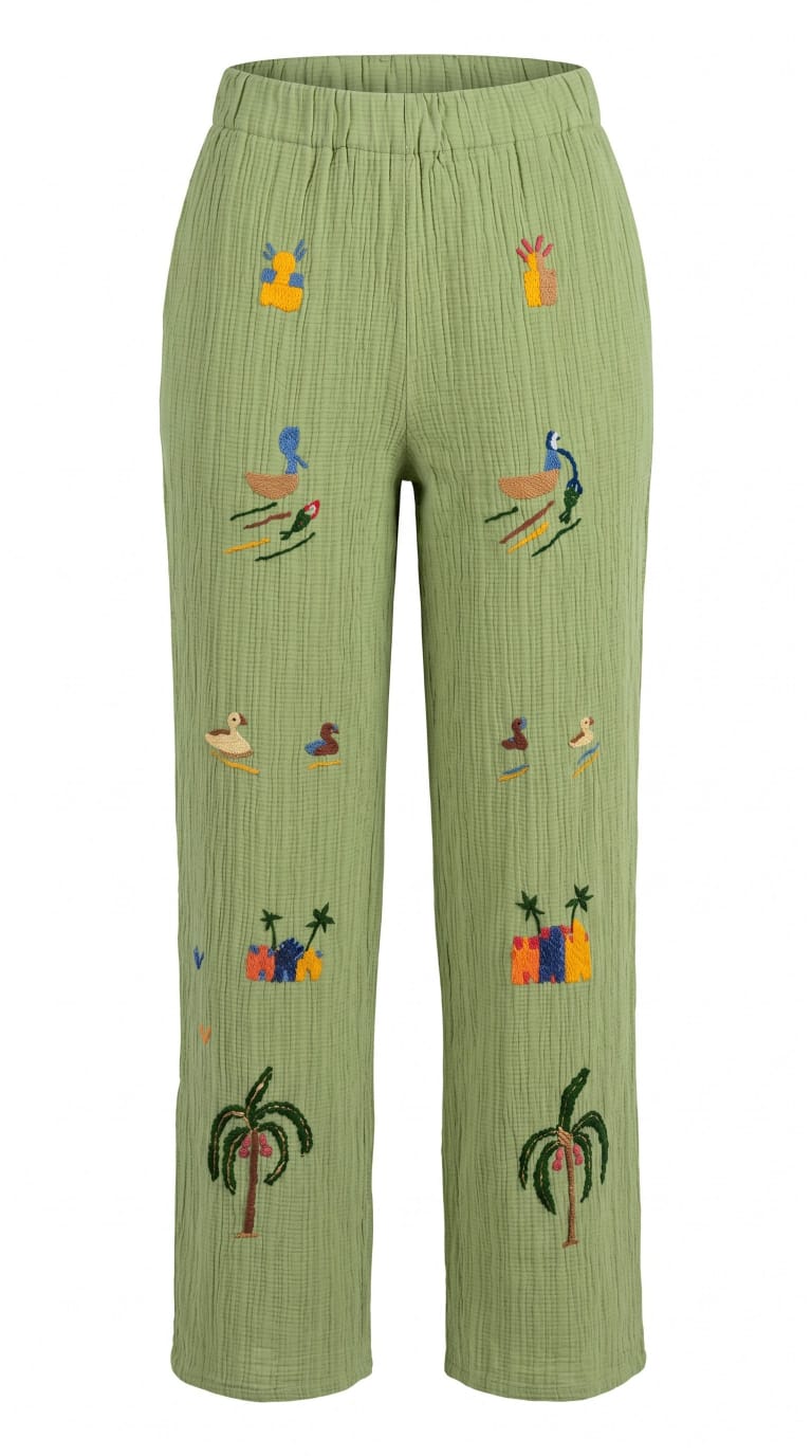 Hand-Made Cotton Pants - Embroidered - Traditional Egyptian Colorful designs M01