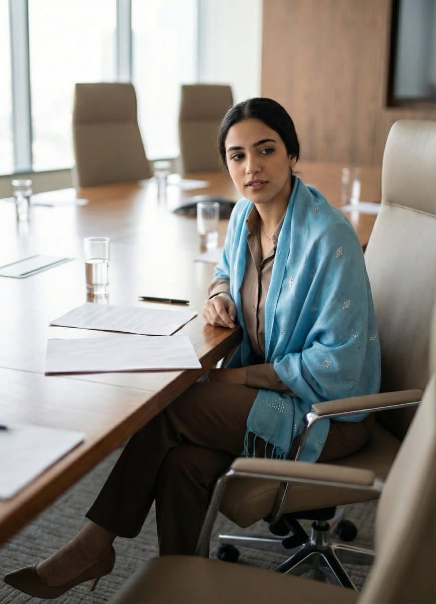 Hand-Made Linen Scarf - Embroidered - Silver and Gold Egyptian designs M04