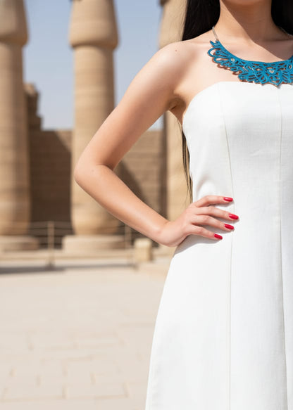 Strapless Linen Dress - Elegant Strapless Linen Dress for Women by Ankh